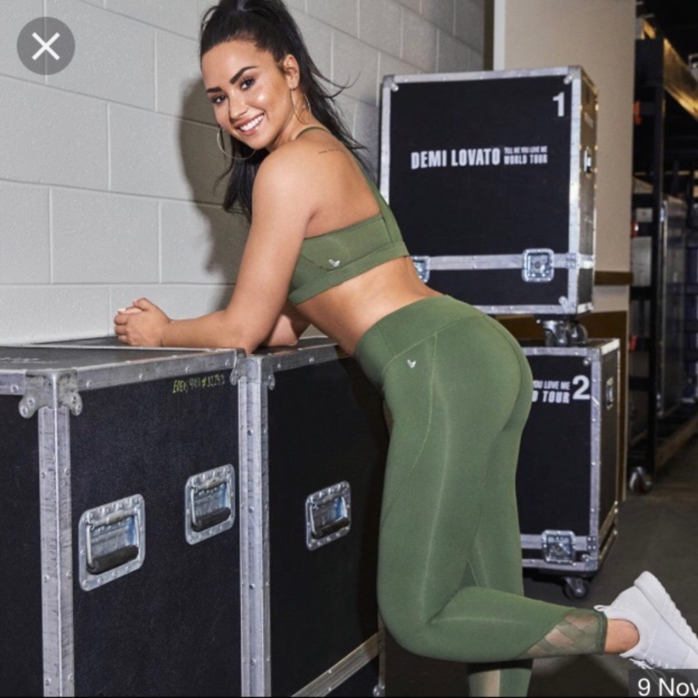 Demi Lovato - army green leggings-size medium
